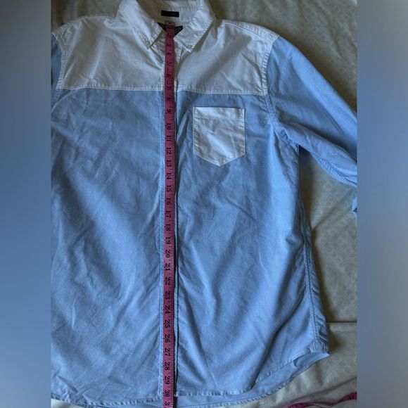 RYE regular white and blue button down shirt size L Tall - Picture 8 of 10